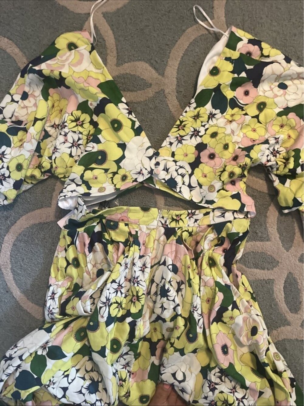 ASOS Designs Wrap Front Linen Midi Dress With Blouson Sleeve Floral NWT Size 12 - Picture 6 of 6